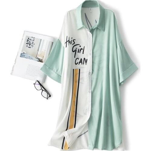 Womens New Sleep Shirt Women Nightgown Oversize Sleep Shirt Faux Silk Sleepwear Nightdress Loose Home Dressing Gown Lingerie