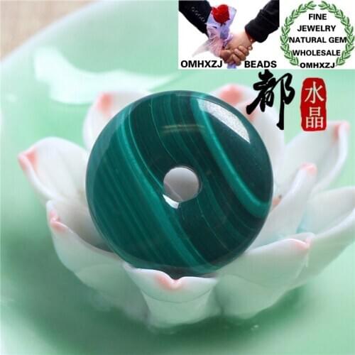 OMHXZJ Wholesale ZB443 European Fashion Hot Birthday Party Wedding Gift Natural Stone Fine Malachite Peace Buckle Pendant Charm