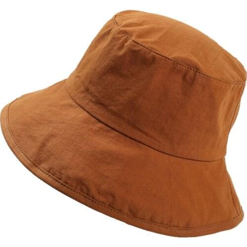Plain Solid Color Safari Sun Bucket Fishermen Fisherman Washed Cotton Hat Women Big Brim Hats