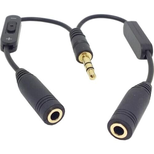 Jack plug earphone spliter with seperate volume control, 3.5mm Cable Audio Stereo Y Splitter, 3.5mm Male to 2 Ports 3.5mm jack