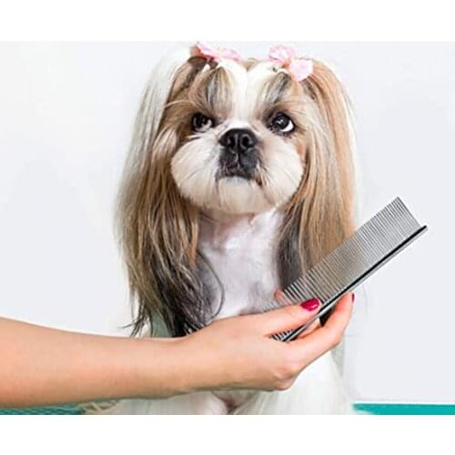 Pet Dematting Comb - Stainless Steel Pet Grooming Comb for Dogs and Cats Gently Removes Loose Undercoat, Mats, Tangles and Knots