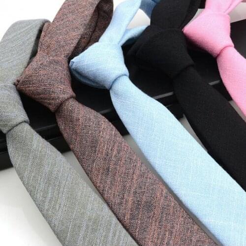 Ricnais Striped Cotton slim Tie Fashion New Solid 6 cm Ties For Men Wedding Necktie Skinny Corbatas party Gravatas Neck Tie
