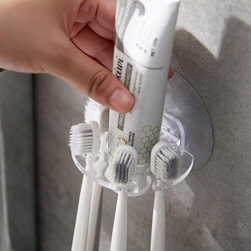 Self-adhesive Wall Mount Toothpaste Dispenser Toothbrush Holder Storage Squeezer Shaver Holder Bathroom Shelves