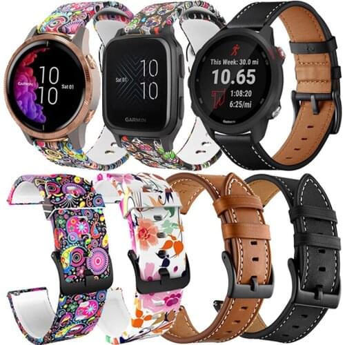 Bracelet Band For Garmin Venu Sq Vivoactive 3 Move Luxe Style Forerunner 645 245M 245 Watch Strap Leather Silicone Watchband