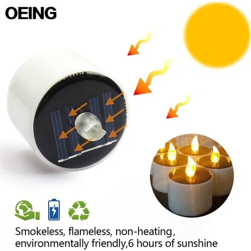 Solar LED Candle Light Flameless Electronic Candle Lamps Romantic Warm White Nightlight Wedding Party Decor Tea Light Waterproof