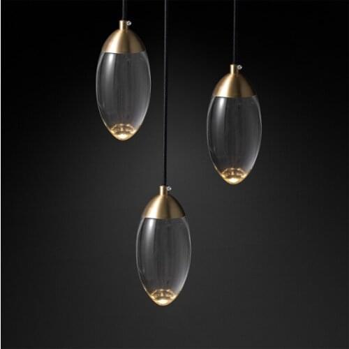 Modern Crystal Ball LED Pendant Lights Nordic Copper Lighting Bedroom Bedside Single Head Lights Bar Corridor Small Hanging Lamp