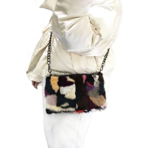 Korean Autumn And Winter New Mink Fur Straw Bag Messenger Bag Ladies Portable Hit Color Bag Warm Sleeves Warm Hands