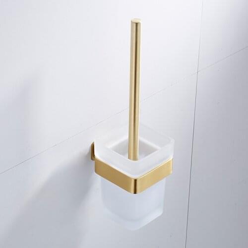 Light luxury brushed gold toilet brush set toilet cleaning brush space aluminum toilet toilet brush without dead ends