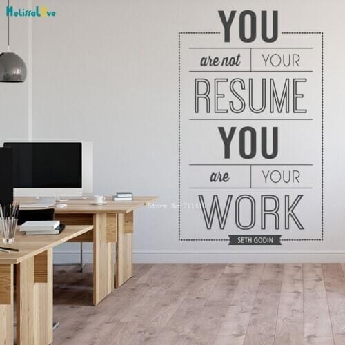 Resume Work Office Wall Art Cubicle Home Decor Word Inspirational Office Quote Removable Poster Success Quotes Decals YT3412
