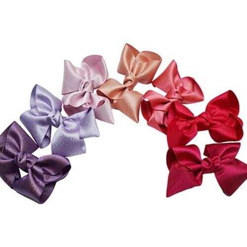 3 Inches Shining Handmade Bowknot Toddler Hair Clips Infant Solid Color Bows Hairpin Baby Girls Headwear DIY Clothing Decoration