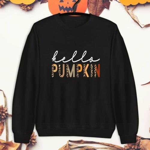 Colored Hello Pumpkin Sweatshirt Vintage Women Long Sleeve Thanksgiving Fall Season Pullovers