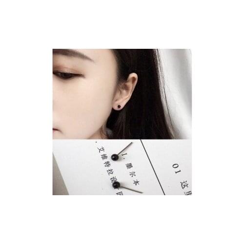 1Pair Fashion Simple Metal Multi Small Balls T Bar Stud Earrings for Women Punk Titanium Steel Black Gold Ear Stud