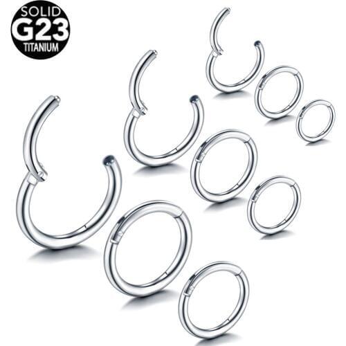 1PC G23 Titanium Nose Rings Septum Piercing Clicker Nose Hoops Piercings Hinged Segment Rings Helix Piercing Body Jewelry