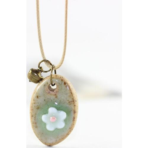 12 Pieces/Lot Long Flower Necklaces Ceramic Stone Charm Chains For Women/Men Statement Jewelry Tassel Choker Ethnic Accessories