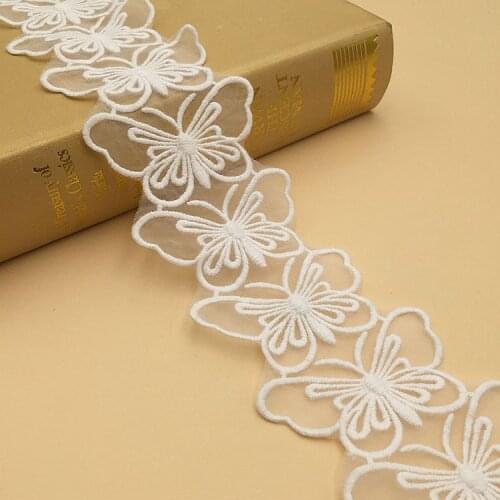 15Yards 6.5cm Stylish Cotton Embroidered Mesh Lace Garment Butterfly Lace Trims Trimmings DIY Home Clothing Sewing Accessories