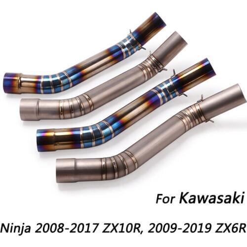 2009-2019 ZX6R 2008-2017 ZX10R Mid Pipe for Kawasaki Motorcycle Titanium Alloy Exhaust Pipe Delete Original Catalyst Slip On