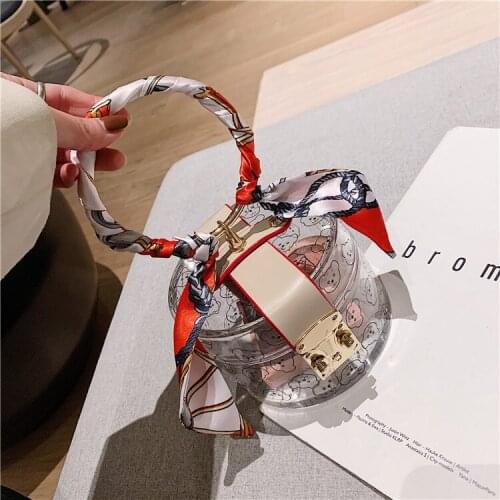Acrylic Transparent Totes Bag Clear Pvc Plastic Box Bag Women Vintage Retro Party Metal Handle Handbag Money Purse Phone Bag