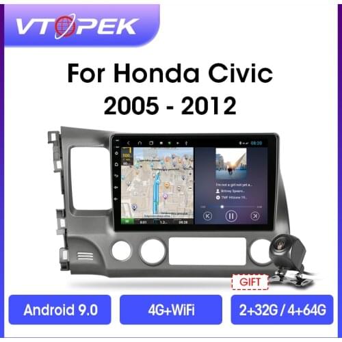 Vtopek 10.1" 4G+WiFi DSP RDS 2din Android Car Radio Multimedia Video Player Navigation GPS For Honda Civic 2005-2012 Head Unit