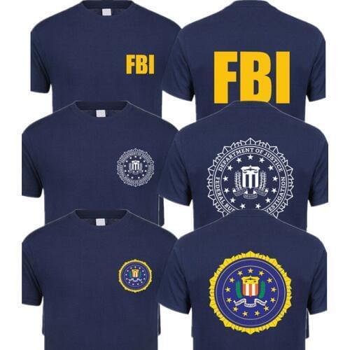 FBI T Shirt Man Cool United States T-shirt Short Sleeve FBI Shield Man Tshirt Tops QR-019