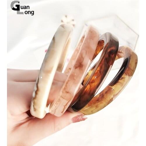 GuanLong Vintage Fashion Resin Cuff Women Bracelet and Bangles Mix Color Acrylic Geometric Bangle For Girl Charms Summer Jewelry