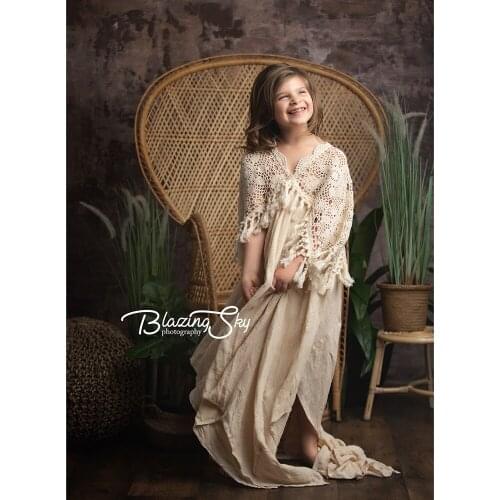 Vintage Embroidery Boho Cotton Photo Shoot Little Girl Robe Kid Dress Evening Party Costume for Children Photography Accessories