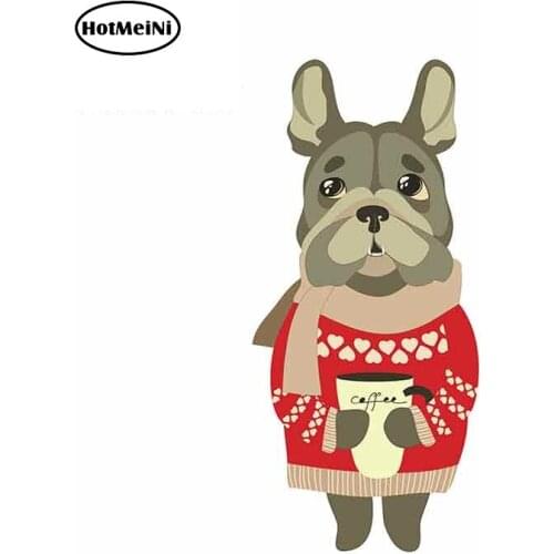 HotMeiNi 13cm x 6.1cm for Dog Holding Coffee Motorcycle Car Bumper Window Stickers Vinyl Fashion Occlusion Scratch Decals