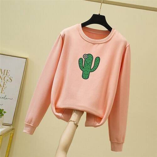Cactus Plant Hoodie Plus Size Sweatshirt Women Cototn Pullover Sweetshirt for Girls Long Sleeve Kawaii Printed Aesthetic Clothes