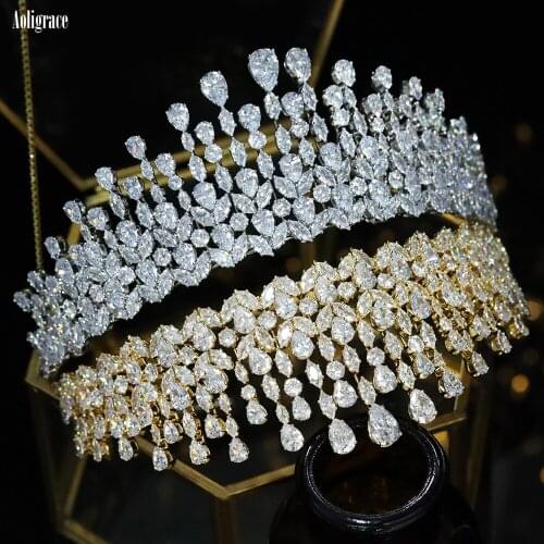 Queen Bridal Cubic Zirconia Tiaras for Wedding Bride Princess Quinceanera Pageant Crowns Prom Party Heapieces Hair Accessories
