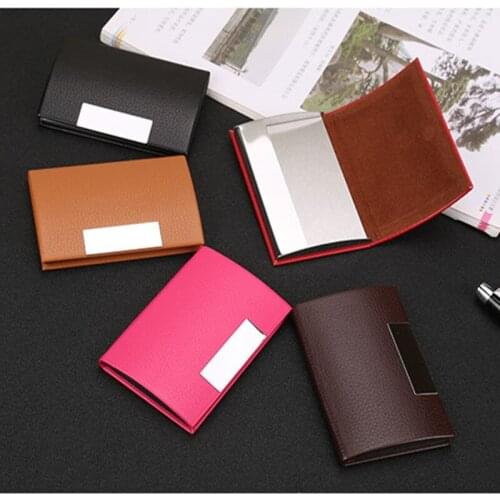 Bisi Goro New 2021PU Metal Business Card Holder Mens Fashion Mini Card Box Neutral Name Card Holder Bag Available In Six Colors