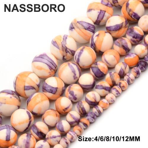 Stripe Rainbow Stones Round Natural Stone Beads for Jewelry Making Women Bracelet Necklace Diy Handmade Wholesale 4/6/8/10/12mm