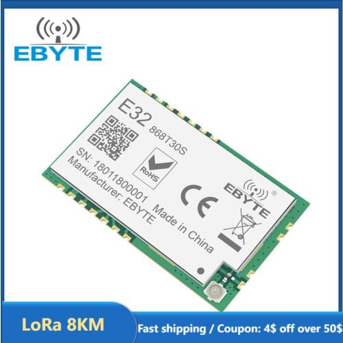 LoRa SX1276 SX1278 868MHz 1W Long Range 8000m Wireless Transmitter and Receiver RF Module EBYTE E32-868T30S SMD Stamp Hole