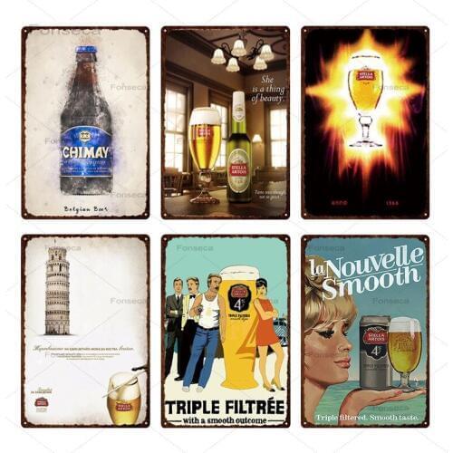 Belgian Beers Metal Tin Signs Plate Pub Bar Decoration Vintage Beer Wine Iron Painting Wall Art Home Decor Iron Poster 20x30cm