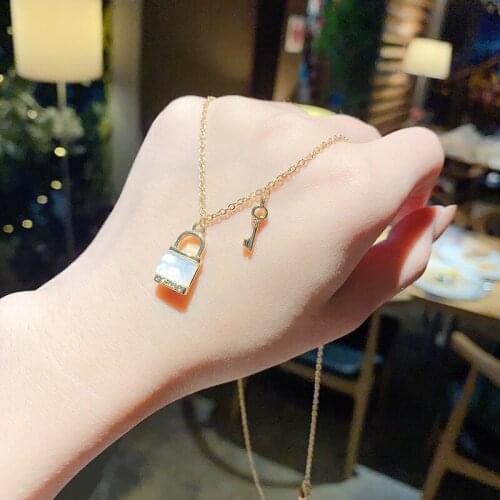 Shiny Side Fashion Brand Jewelry Unique Lock Key Necklaces pendants For Women New Style Chain Choker Necklaces