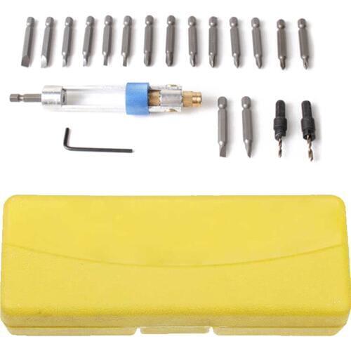 20pcs HSS Countersink Drill Bit Set Quick-Change Driver Swivel Head Multi Screwdriver Tool Set with Allen Wrench