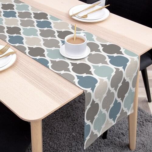 Moroccan Style Table Runner with Geometric Pattern Cotton Linen Table Flag Decoration for Wedding Party Christmas Dining Table