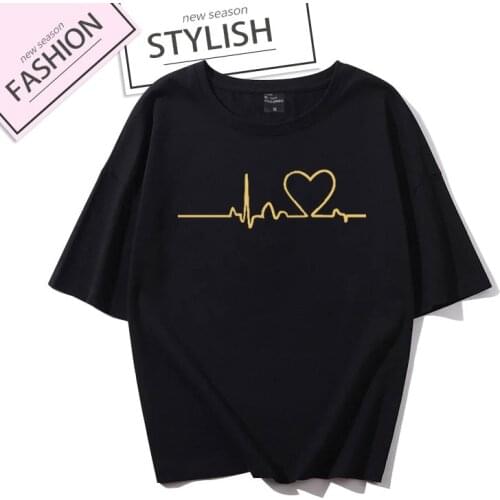 2020 New Love heart ulzzang Printed Tops Female Summer Casual Harajuku T shirt 100% cotton Short Sleeve T shirt Women Clothing
