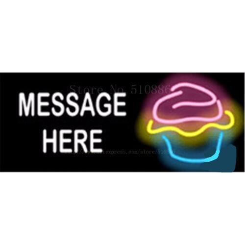 Custom Message Cupcake NEON SIGN REAL GLASS BEER BAR PUB LIGHT SIGNS store display bakery pastry food Advertising Lights 17*14"