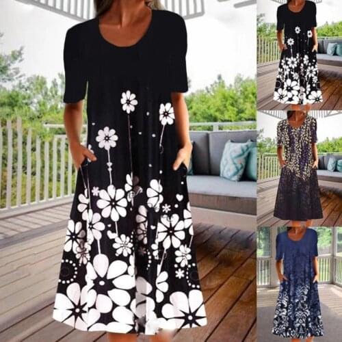 Casual Vintage Dresses Women Sundress Beach Long Dress Boho Elegant Beach Dress Robe