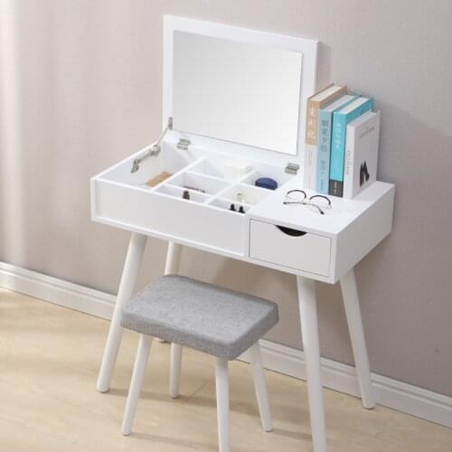 Simplicity White Dressing Table Foldable Makeup Mirror Dresser Office Desk With Stool Drawer Bedside Table Fast Delivery HWC
