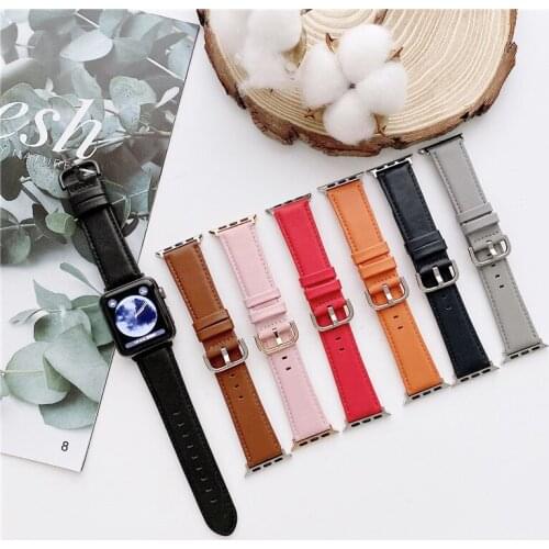Fashion 100% Genuine leather strap for apple watch band 6 42mm 44mm For iwatch SE Wristband 5 4 3 2 38 40 classical bukle