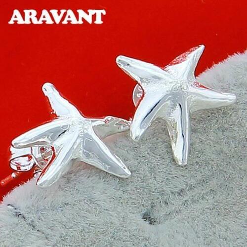 925 Jewelry Silver Starfish Stud Earring For Women Party Silver Plated Earrings Jewelry Gifts