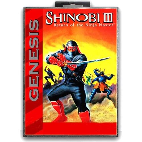 Shinobi 3 with Box for 16 bit Sega MD Game Card for Mega Drive for Genesis Video Console