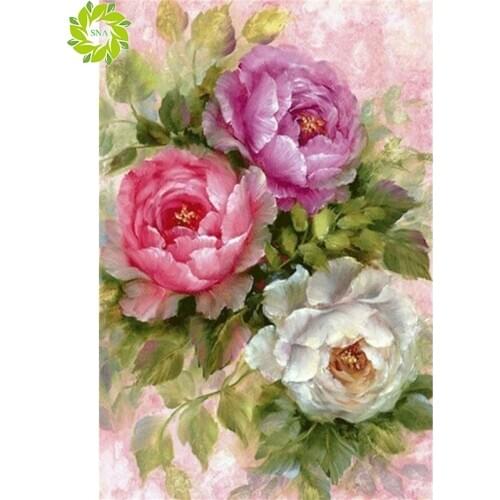 SNA Diamond Painting Cross Stitch flower Diamond Embroidery Full Mosaic Crafts Rhinestones Home Decoration