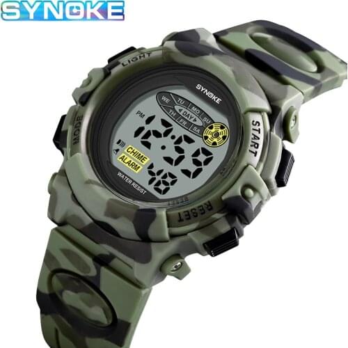 SYNOKE Children LED Electronic Digital Watch Student Childrens Watch Fashion Luminous Alarm Waterproof Wristwatch For Boys Girl