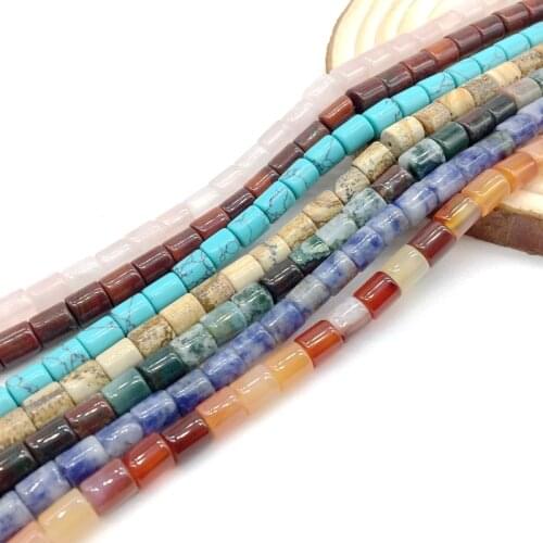 Colorful Stone Tube Beads Cylinder Shape Round Spacer Loose 6X7 mm Good For DIY Handmade Jewelry Making Supplies