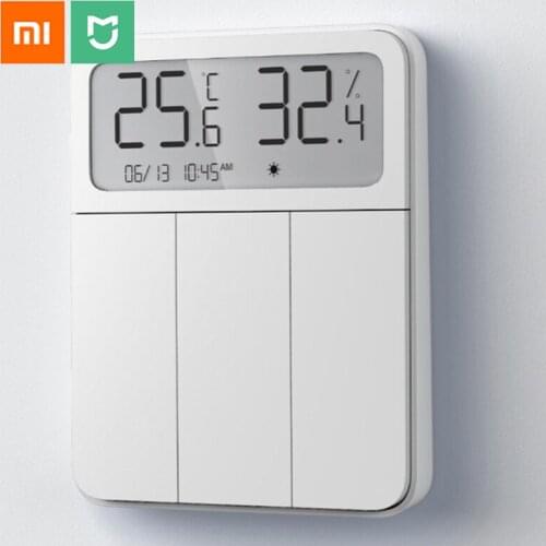 Original Xiaomi Smart Wall Switch Light Remote Control Wireless 3 Key Switch With Temperature and Humidity LCD Digital Mi Mijia