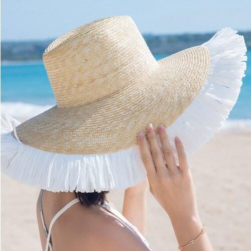 WeMe High Quality Boater Straw Hats Panama Jazz Hat for Outdoor Beach