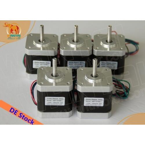 Wantai 5 PCS Nema 17 Stepper Motor 42BYGHW811B Dual Shaft 70oz-in 2.5A CE ISO ROHS reprep 3D printer