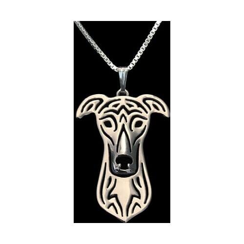 Greyhound dog pendant jewelry golden colors plated