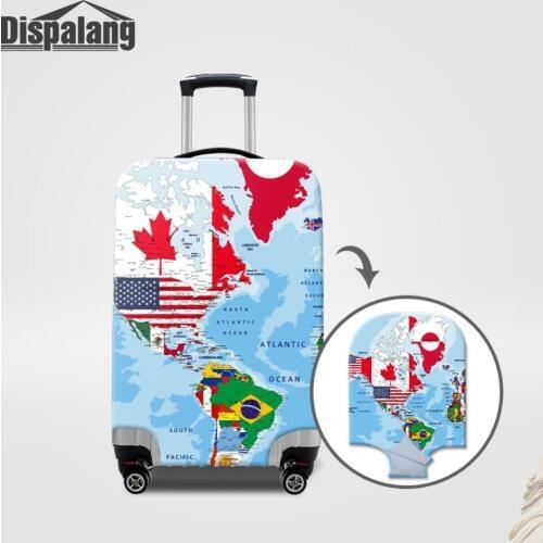 Dispalang World Map Travel Luggage Protective Cover For 18-32 Inch Suitcase Thicker Stretch Case For Suitcase Travel Accessories